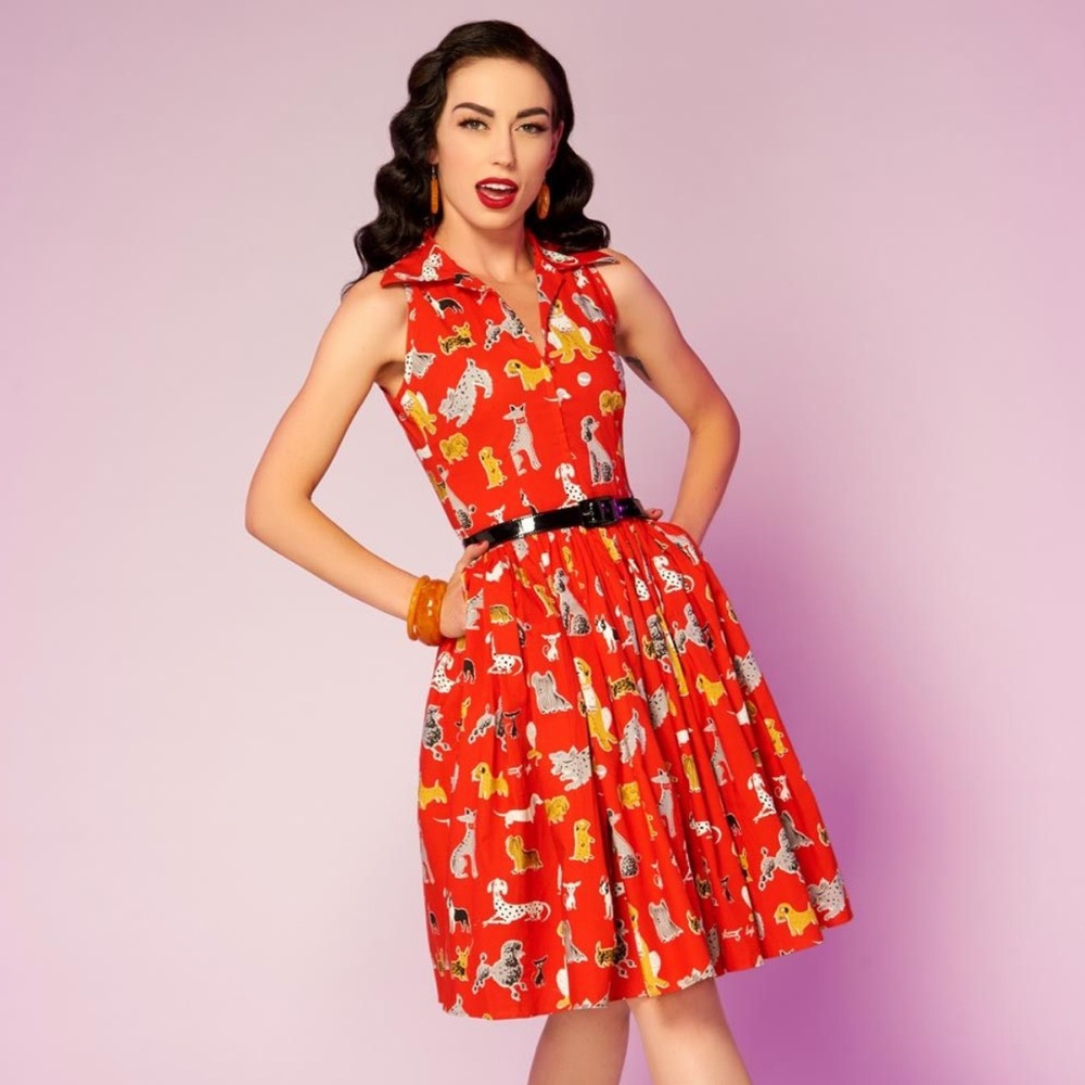 Bernie Dexter Red Animal Print Midi Dress